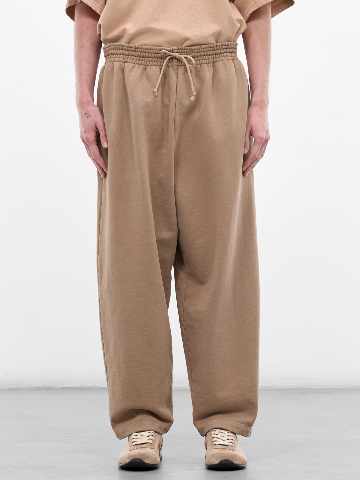 Beige Cotton Baggy Sweatpants (72031T-HC295-235-LIGHT-PASTEL-)