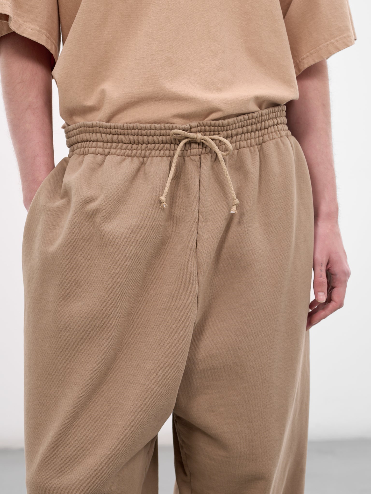 Beige Cotton Baggy Sweatpants (72031T-HC295-235-LIGHT-PASTEL-)