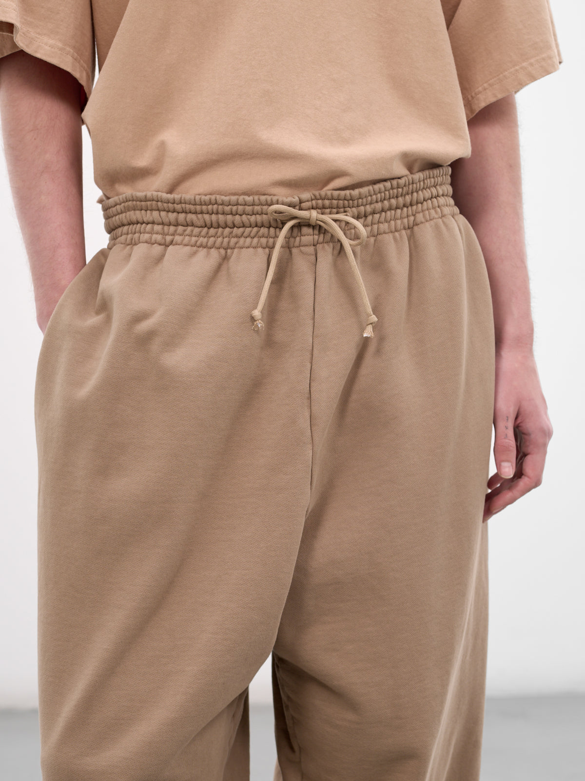 Beige Cotton Baggy Sweatpants (72031T-HC295-235-LIGHT-PASTEL-)