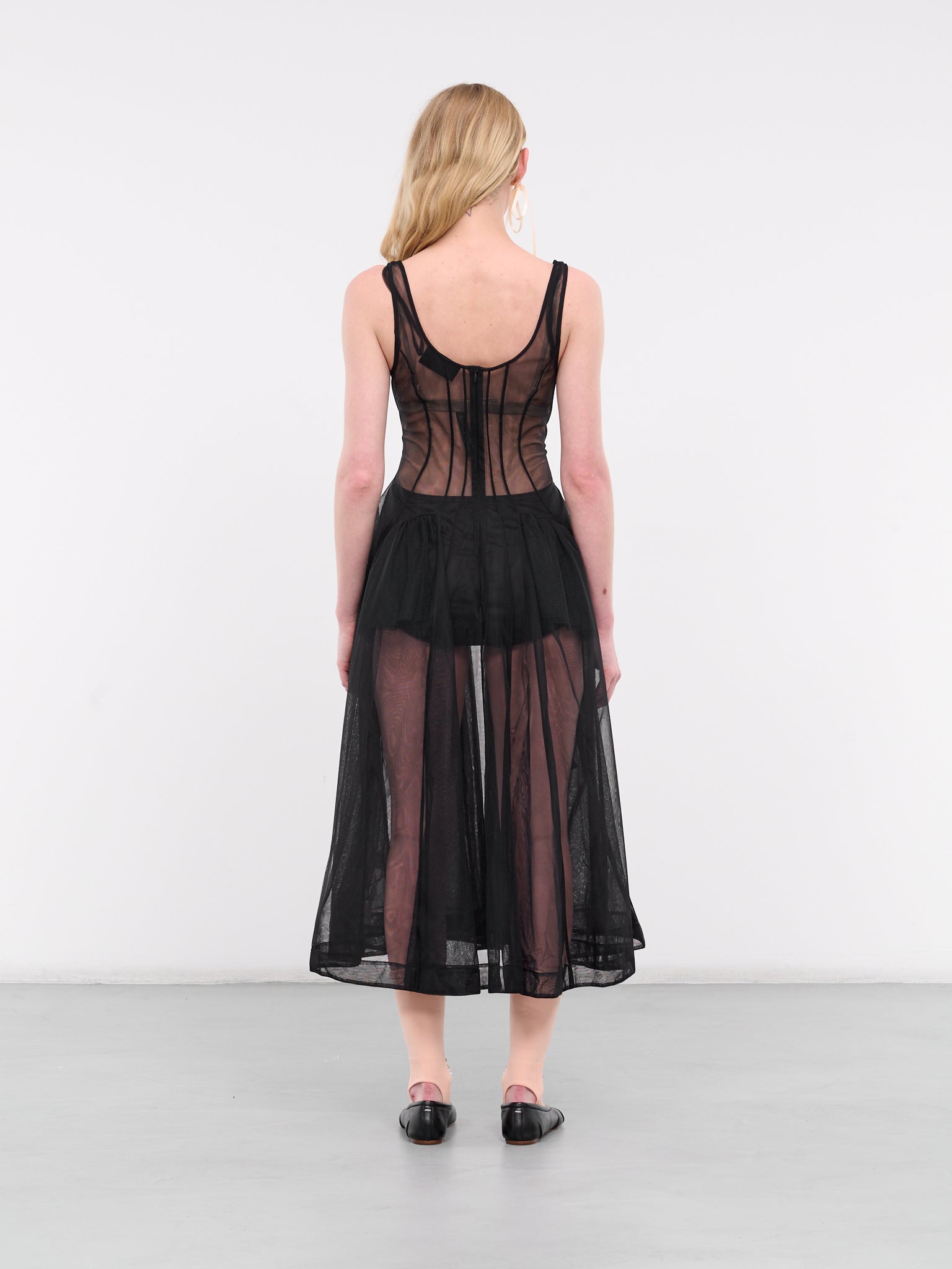 Sculpted Rose Tulle Dress (7255F-0069-BLACK)
