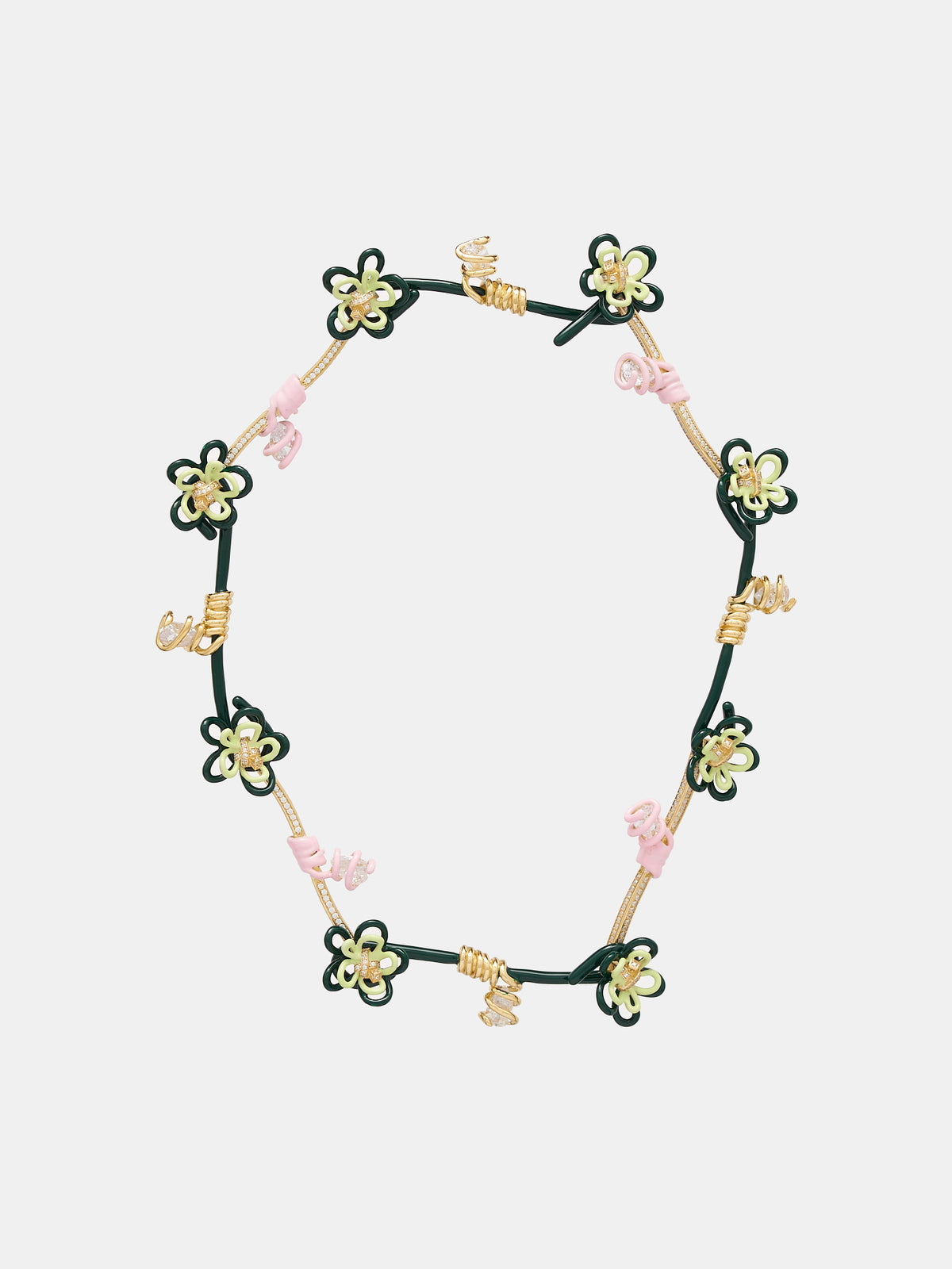 Wire Flower Necklace (740709VBOB7-9096-EBANO-BIANCO)