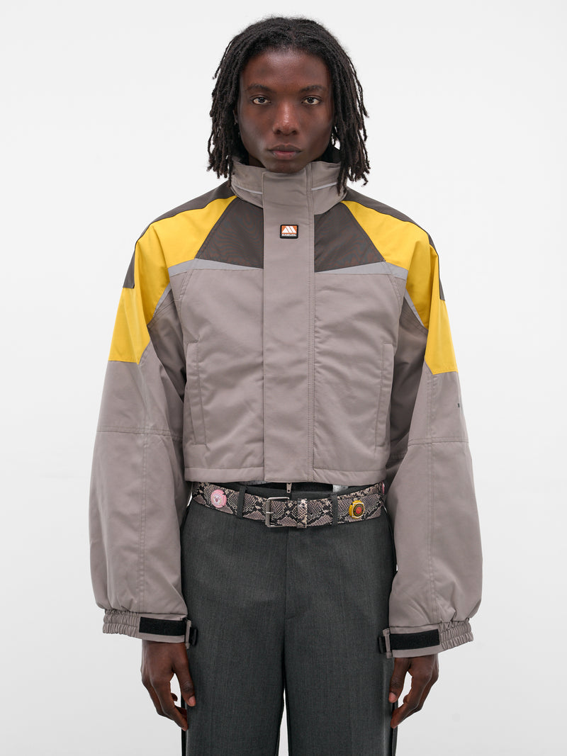 Gray Shrunken Sports Jacket (741WO10054-GREY-YELLOW)