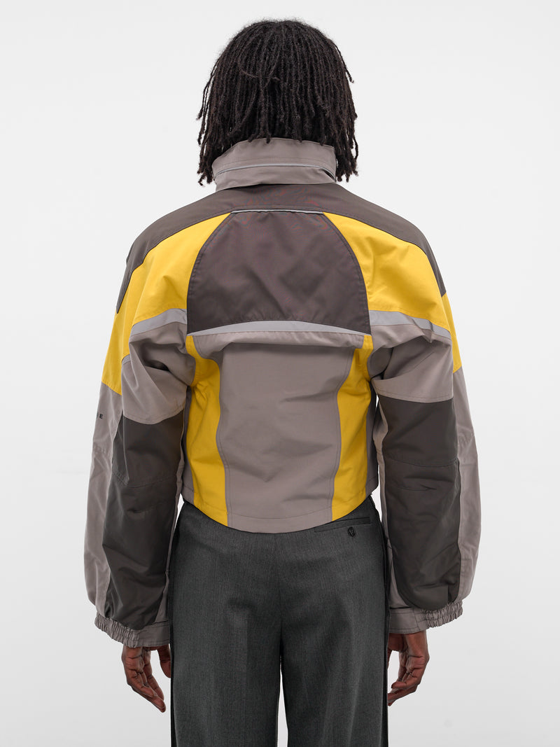 Gray Shrunken Sports Jacket (741WO10054-GREY-YELLOW)