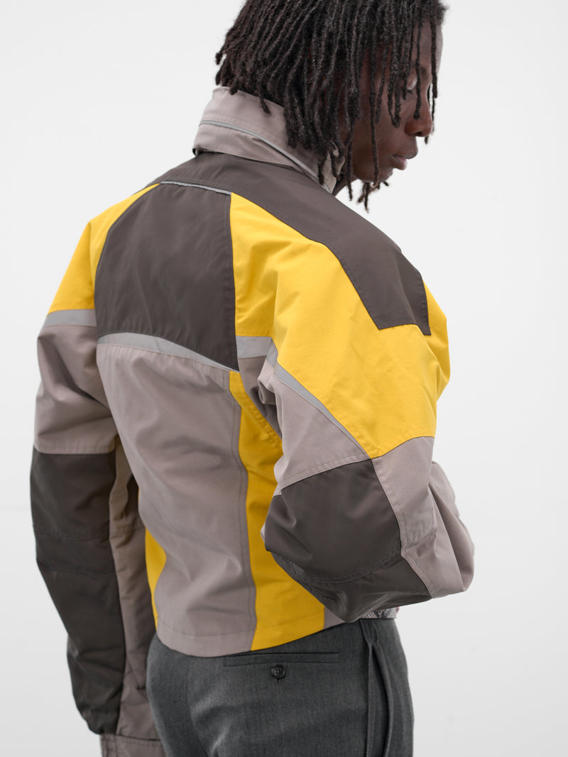 Gray Shrunken Sports Jacket (741WO10054-GREY-YELLOW)