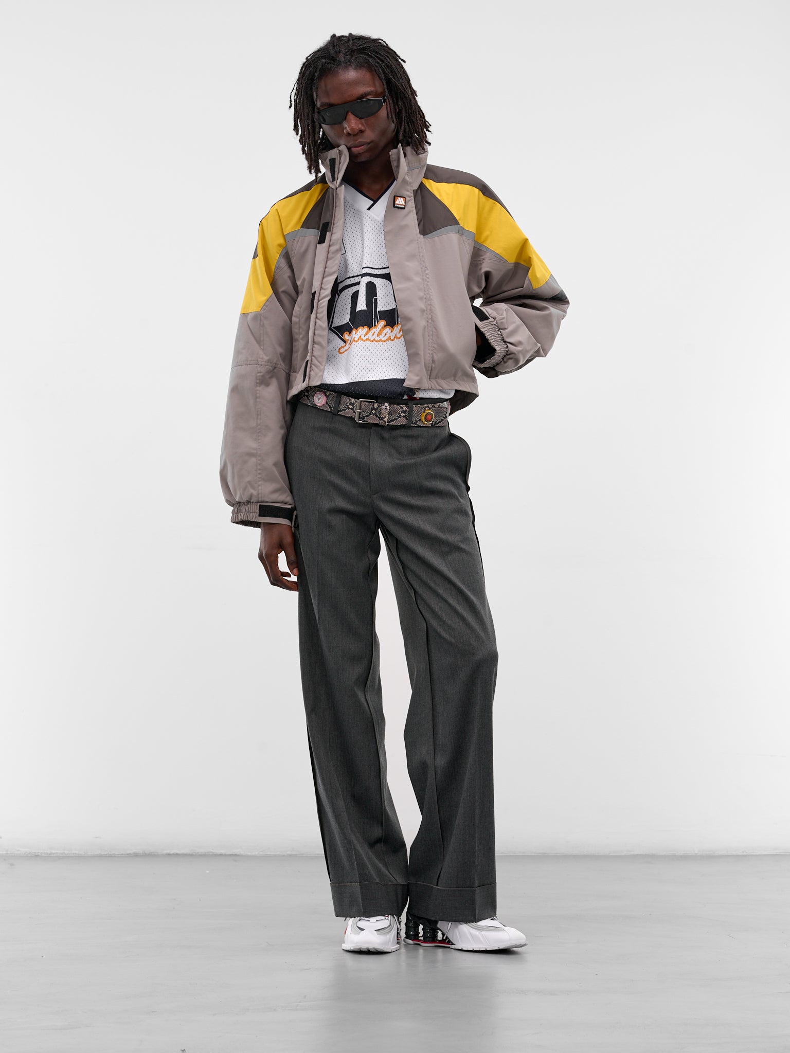 Gray Shrunken Sports Jacket (741WO10054-GREY-YELLOW)