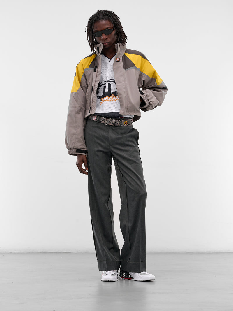 Gray Shrunken Sports Jacket (741WO10054-GREY-YELLOW)