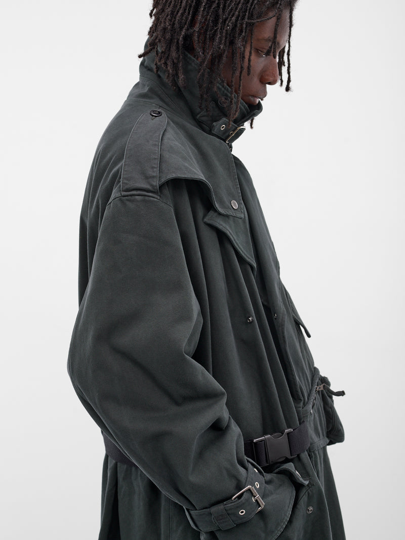 Green Bumbag Trench Coat (748WP22414-GREEN)