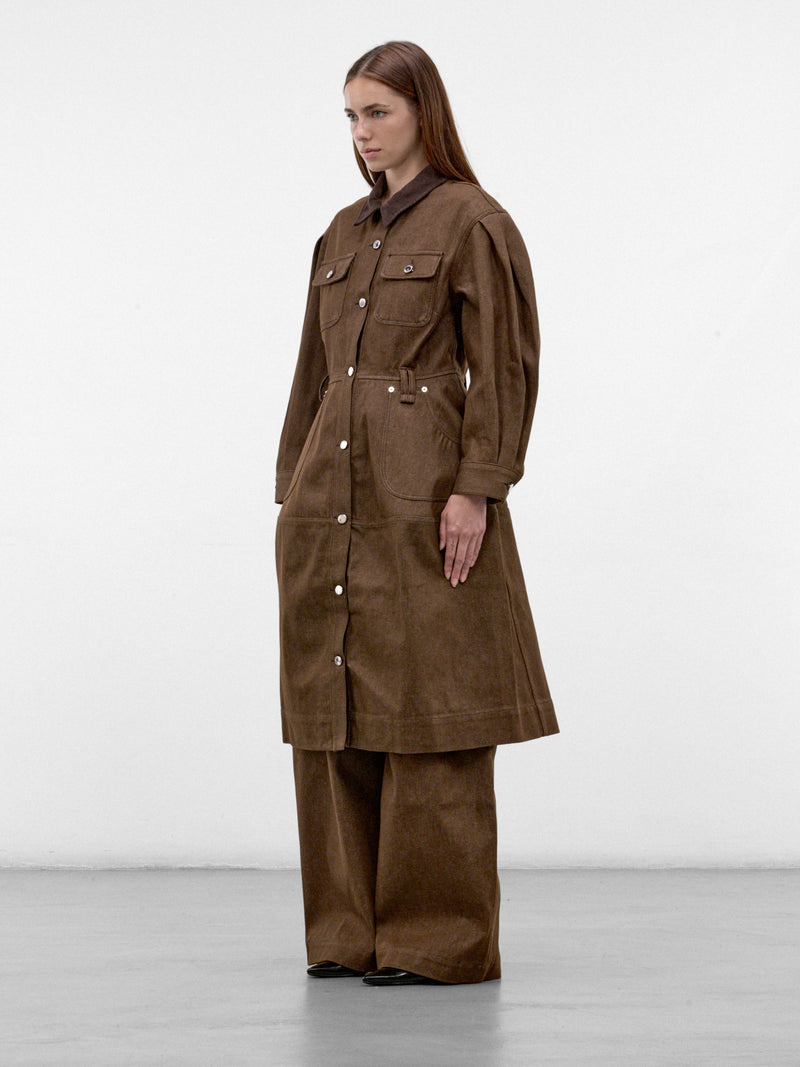 Tan Workwear Canvas Midi Dress (7513-1355-TAN)