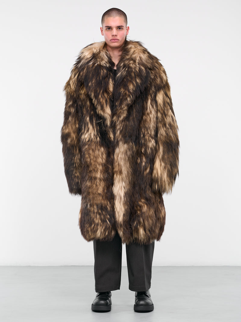 Mens Faux Fur Coat With Hood Parka Oversized Men Fur Overcoat Warm