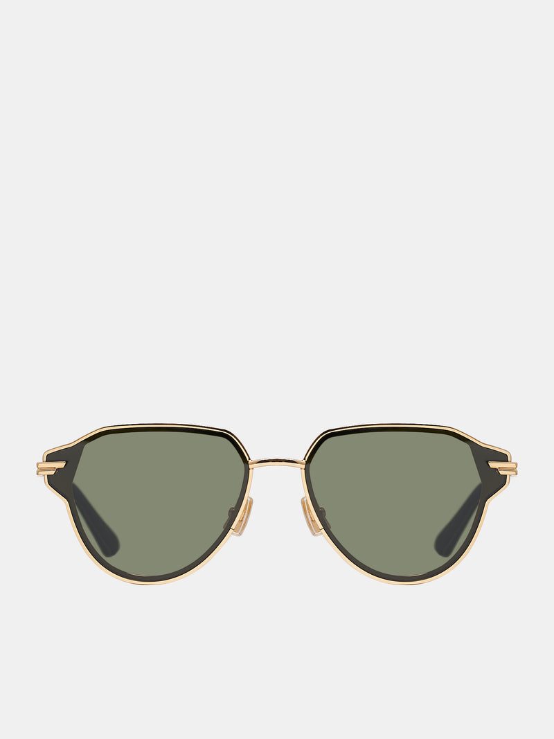 Glaze Aviator Sunglasses (756328V4450-8045-GOLD-GREEN)