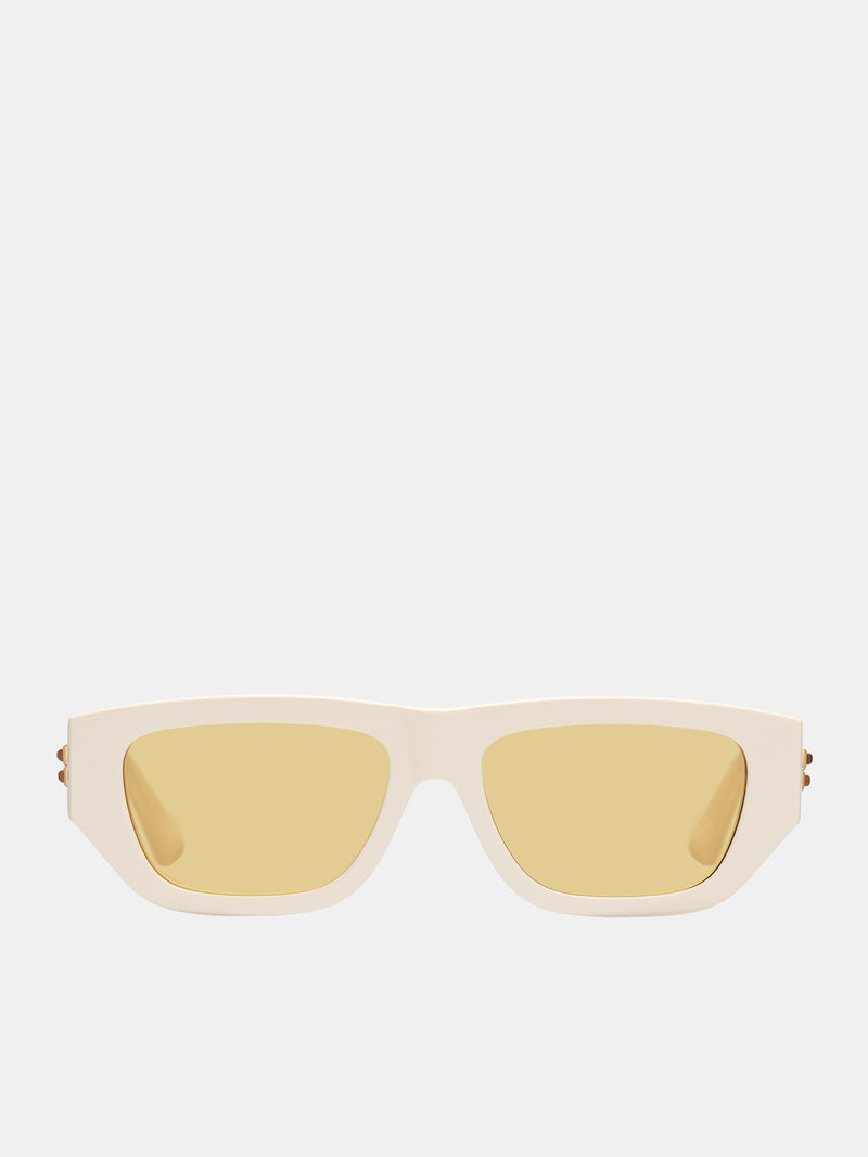 Bolt Rectangular Sunglasses (756434V2Q30-9201-IVORY-YELLOW)