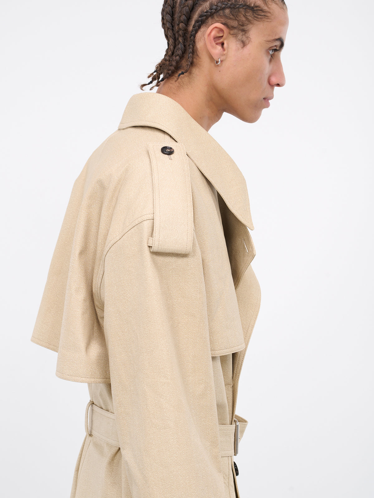 Printed Leather Mouline Twill Trench (757530V37R0-9741-BEIGE-WHITE)