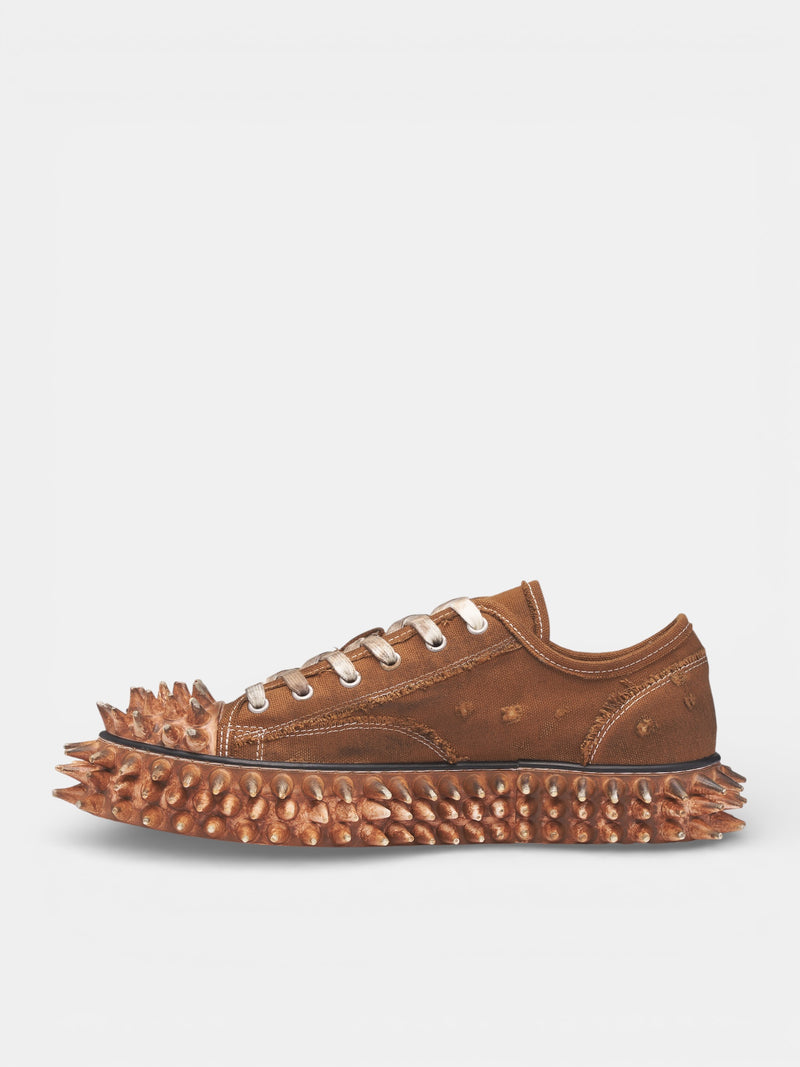 Brown Canvas Spiky Sneakers (76FT67-BROWN)