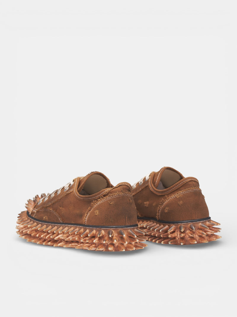 Brown Canvas Spiky Sneakers (76FT67-BROWN)