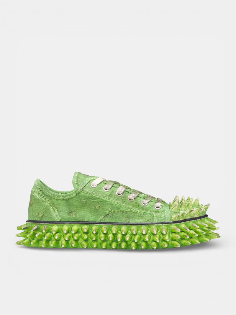 Green Canvas Spiky Sneakers (76FT67-GREEN)
