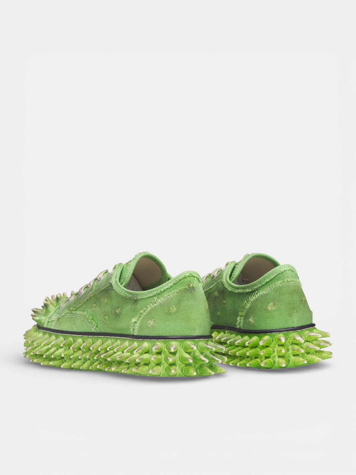 Green Canvas Spiky Sneakers (76FT67-GREEN)