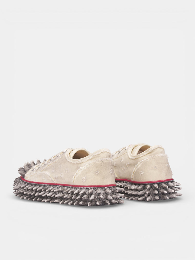 White Canvas Spiky Sneakers (76FT67-WHITE)