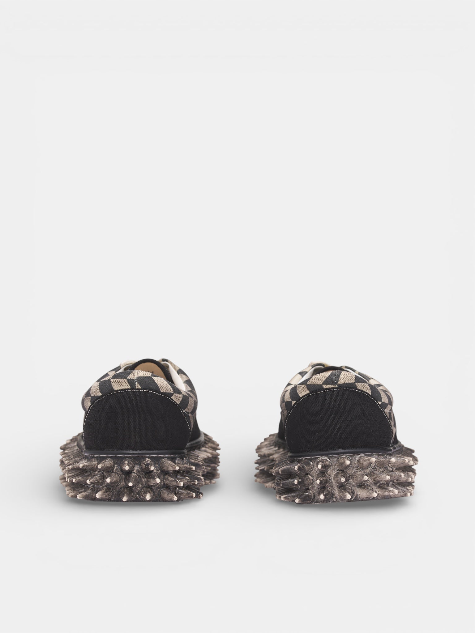 Black Checkerboard Spiked Skate Sneakers (76FT68-BLACK)