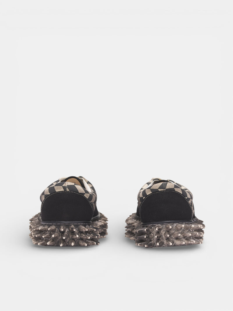 Black Checkerboard Spiked Skate Sneakers (76FT68-BLACK)