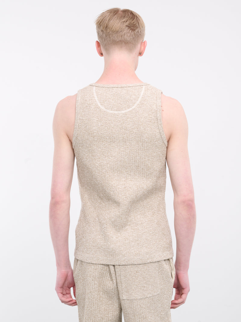 Rib-Knit Sleeveless Tank Top (779199V3WV0-2066-BEIGE-WHITE)