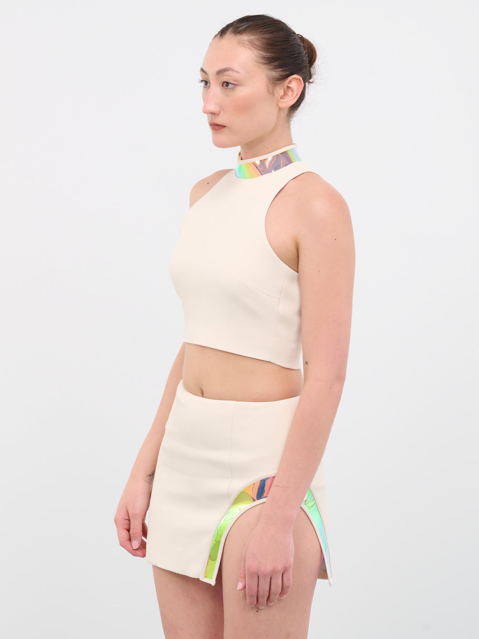 Iridescent Crop Top (78T-ECRU-LIGHT-IRIDESCENT)