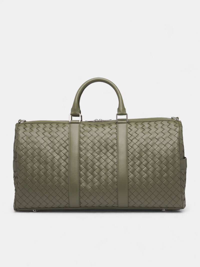 Gray Intrecciato Leather Duffel Bag (795287V2HL1005-CROCODILE-SILVE)