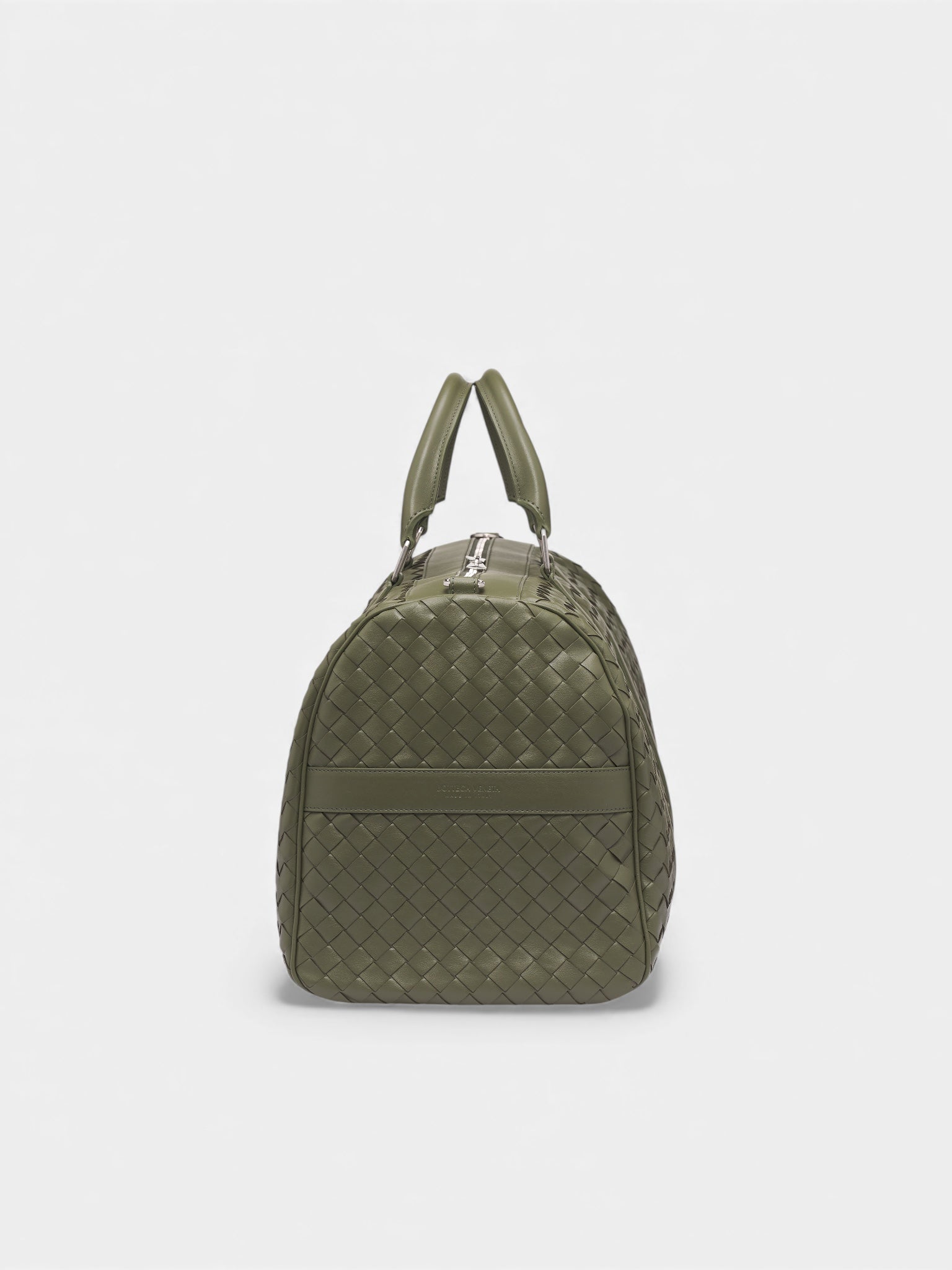 Gray Intrecciato Leather Duffel Bag (795287V2HL1005-CROCODILE-SILVE)