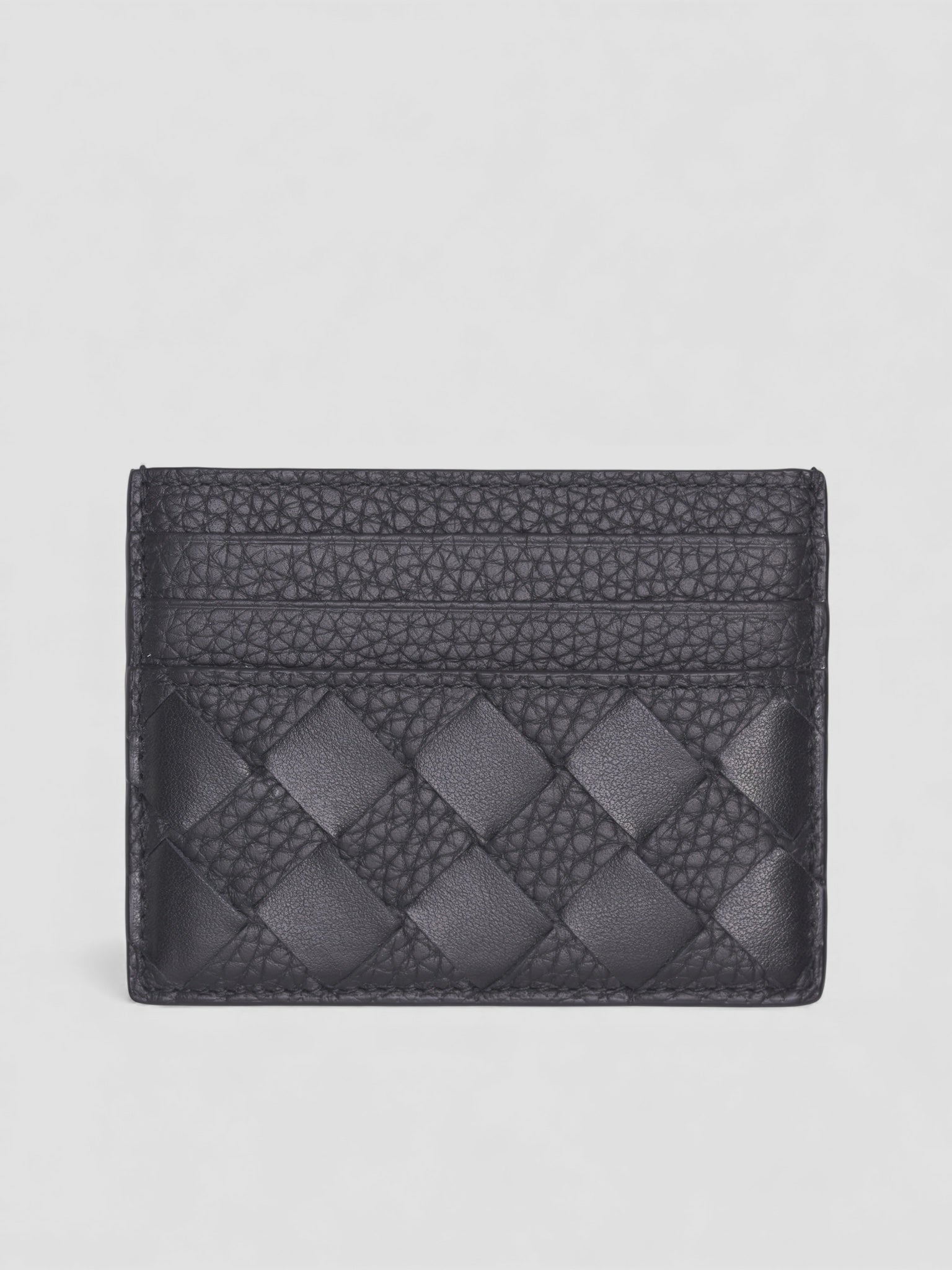 Black Intrecciato Leather Card Case (795612V63U2001-BLACK)