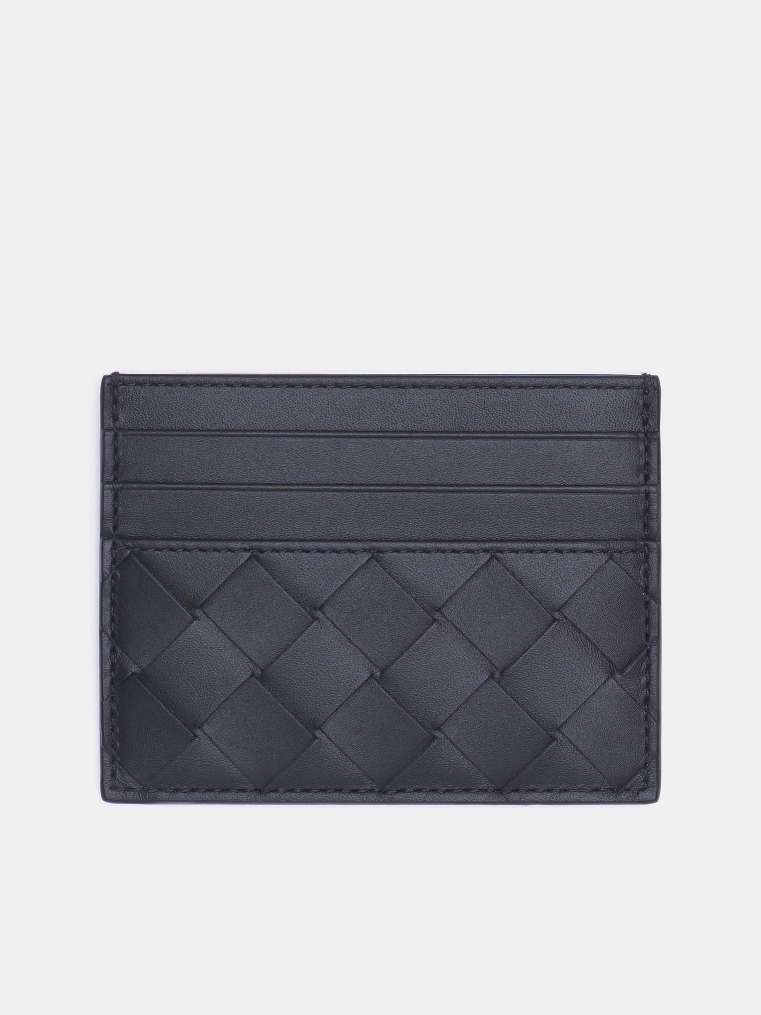 Intrecciato Credit Card Case (795612VCPQ3-BLACK-SILVER)