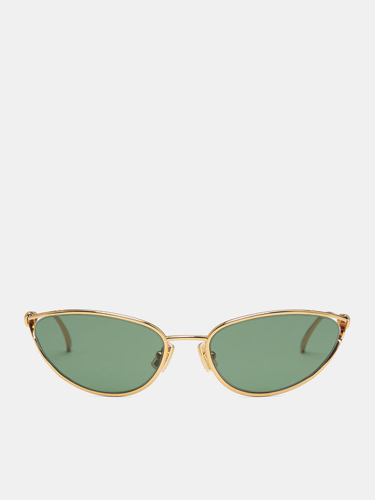 Gold Knot Cat Eye Sunglasses (799386V4450-8045-GOLD-GREEN) display picture 1