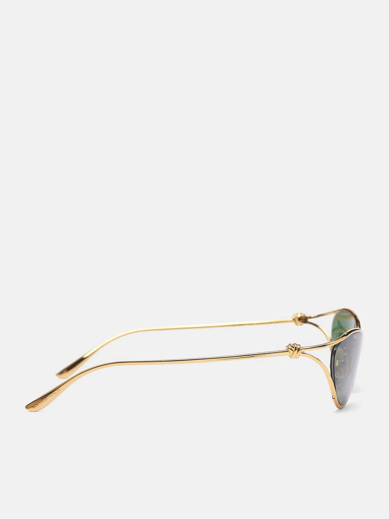 Gold Knot Cat Eye Sunglasses (799386V4450-8045-GOLD-GREEN)