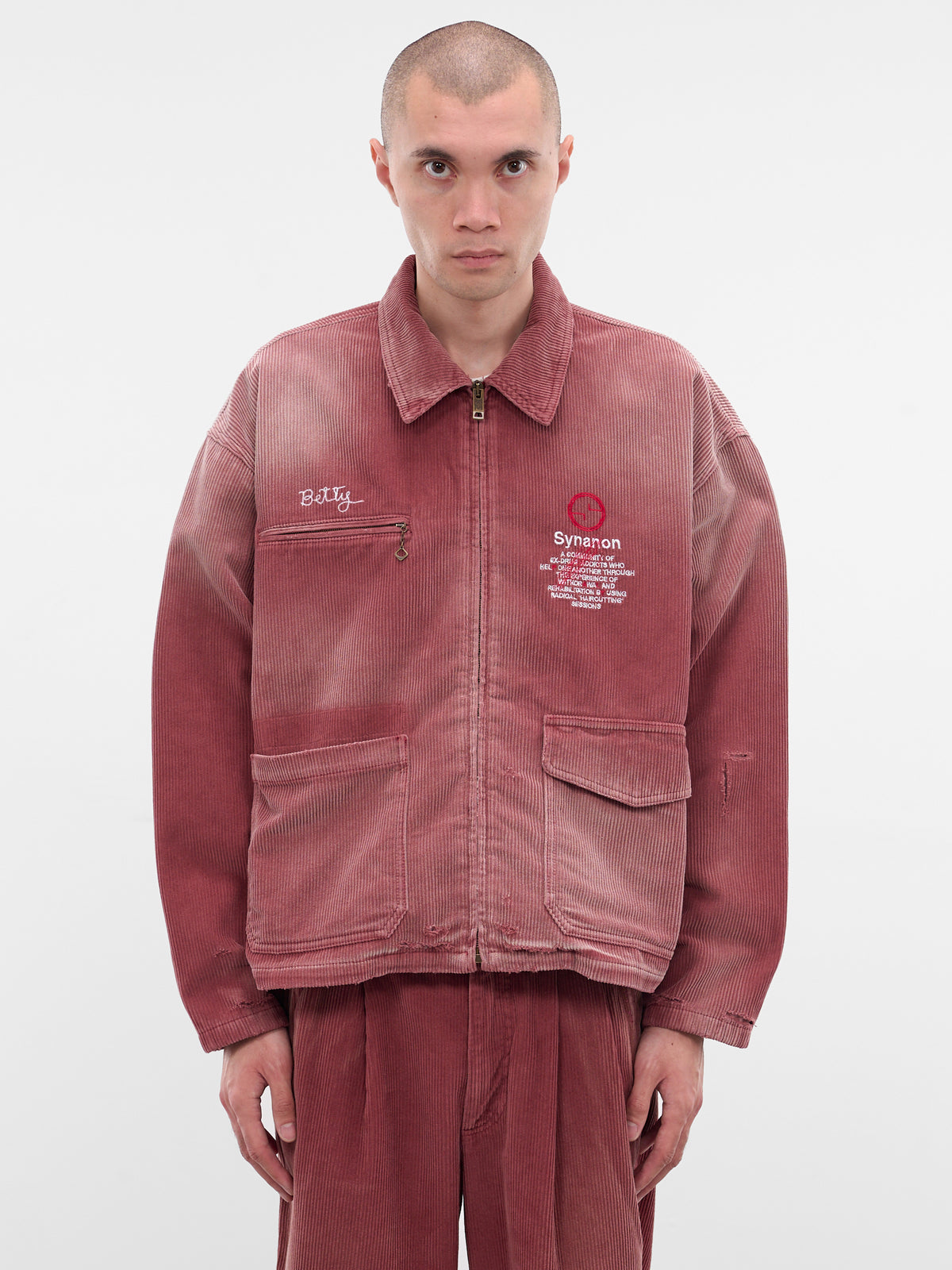 Burgundy Corduroy Work Zip Jacket (7U001Q3009-BURGUNDY)