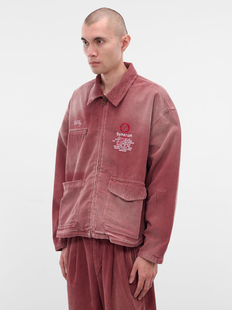 Burgundy Corduroy Work Zip Jacket (7U001Q3009-BURGUNDY)