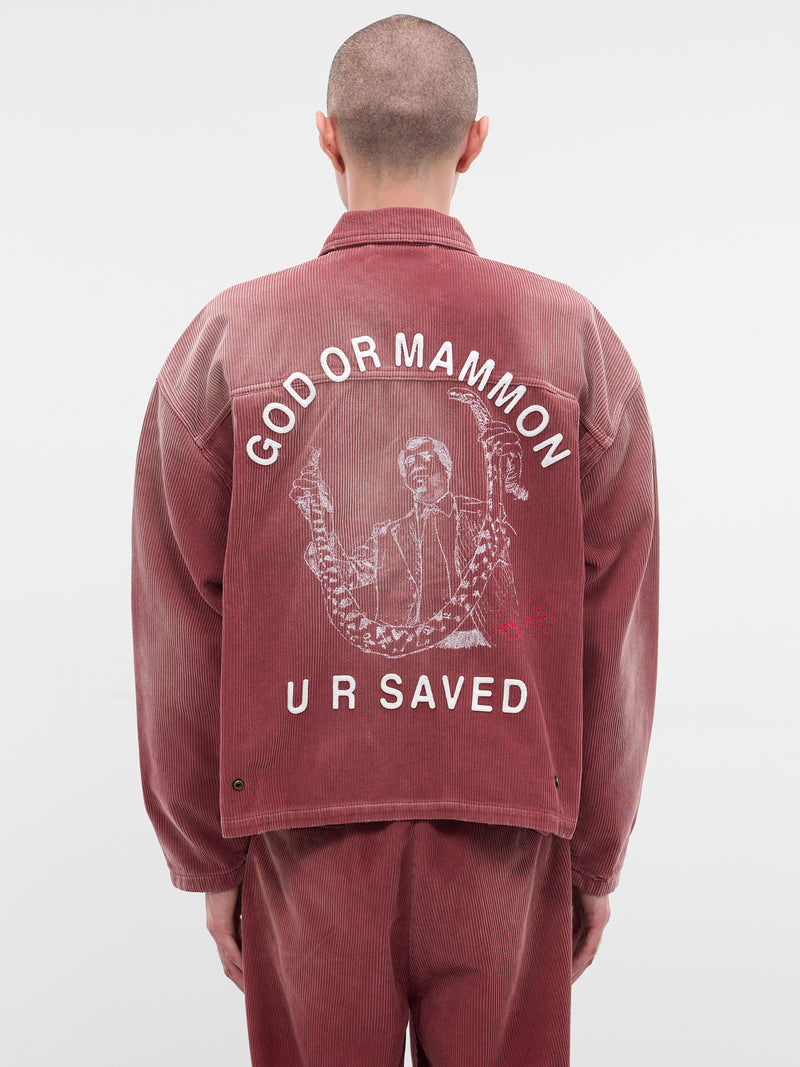 Burgundy Corduroy Work Zip Jacket (7U001Q3009-BURGUNDY)