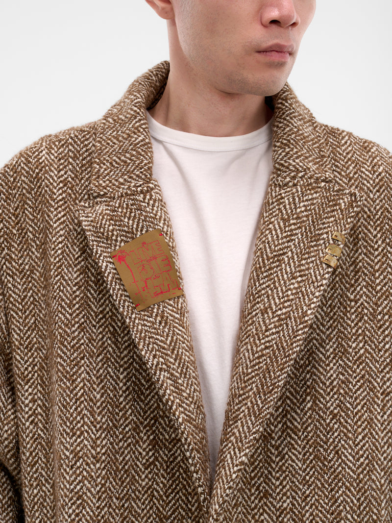 Brown Survival Tools Wool Overcoat (7U005Q3009-BROWN)