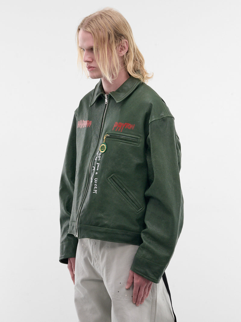 Leather "I Am Not Ashamed" Jacket (7U006Q1010-GREEN)
