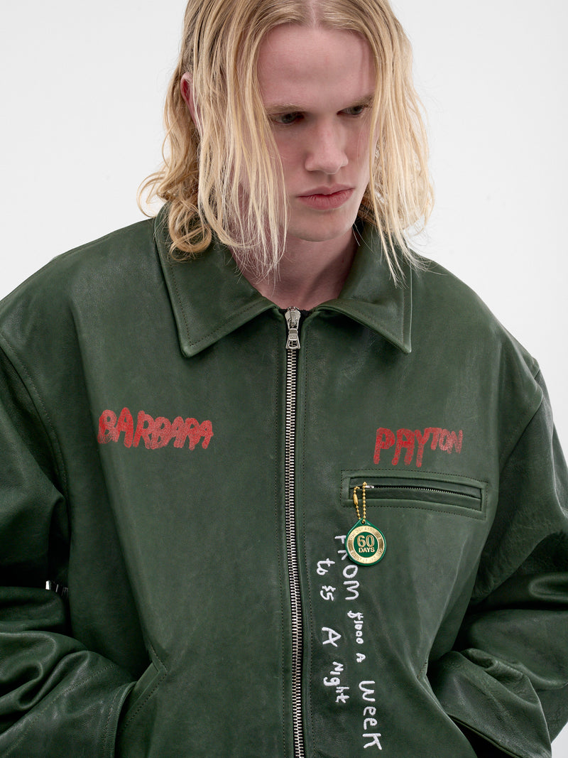 Leather "I Am Not Ashamed" Jacket (7U006Q1010-GREEN)
