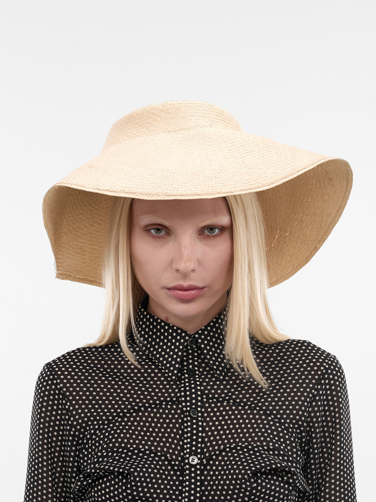 Straw Wide Brim Trouville Hat (8-TROUVILLE-NATURAL-BLACK)