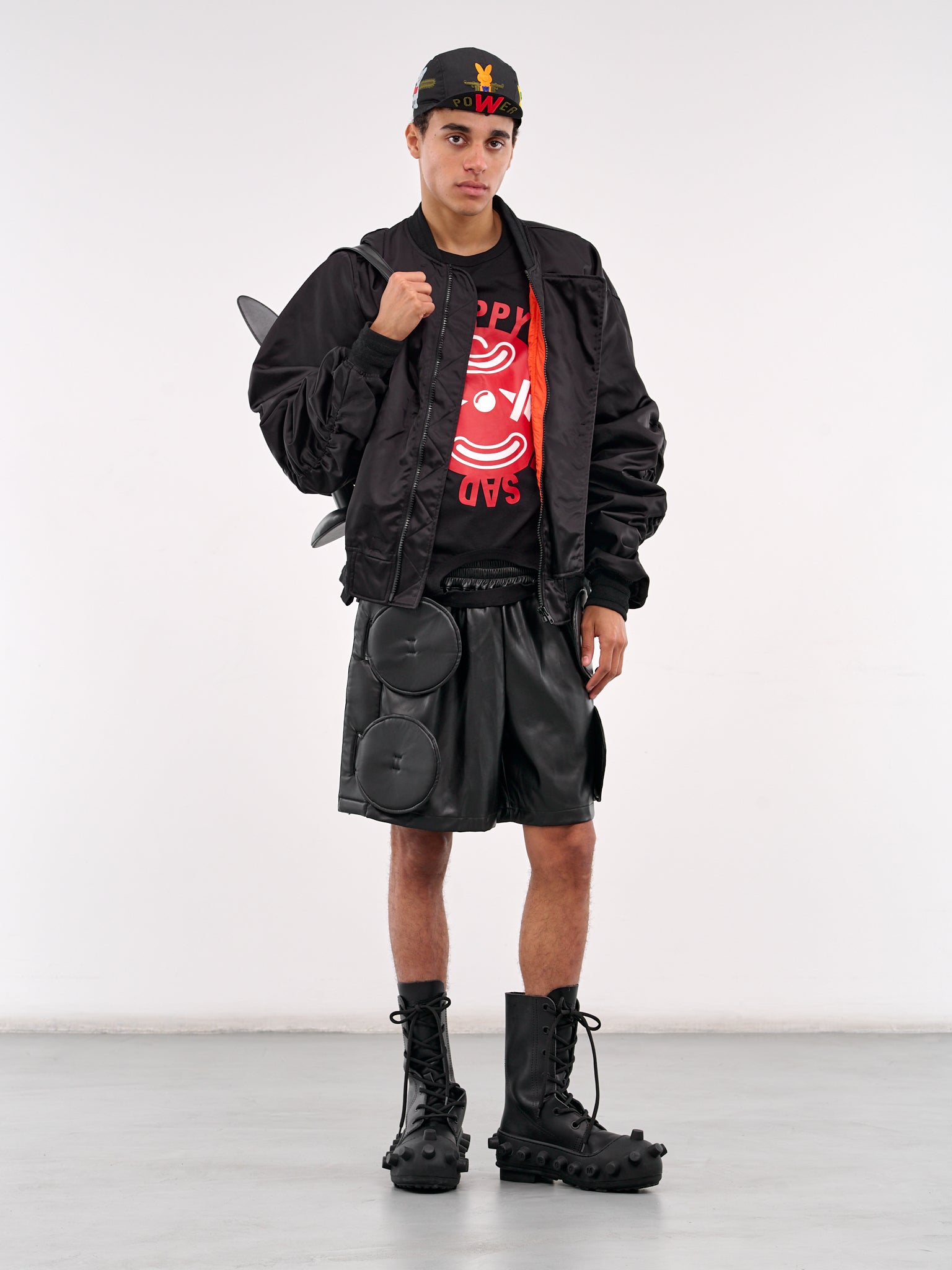 Button Appliqué Shorts (2015-CC20-BLACK)