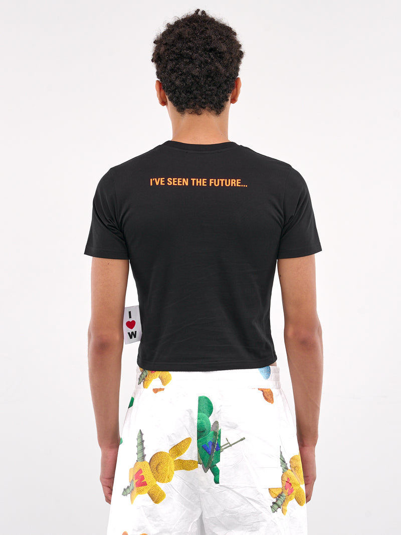 Smile Graphic Cropped Slim Tee (8007-CC34-BLACK)