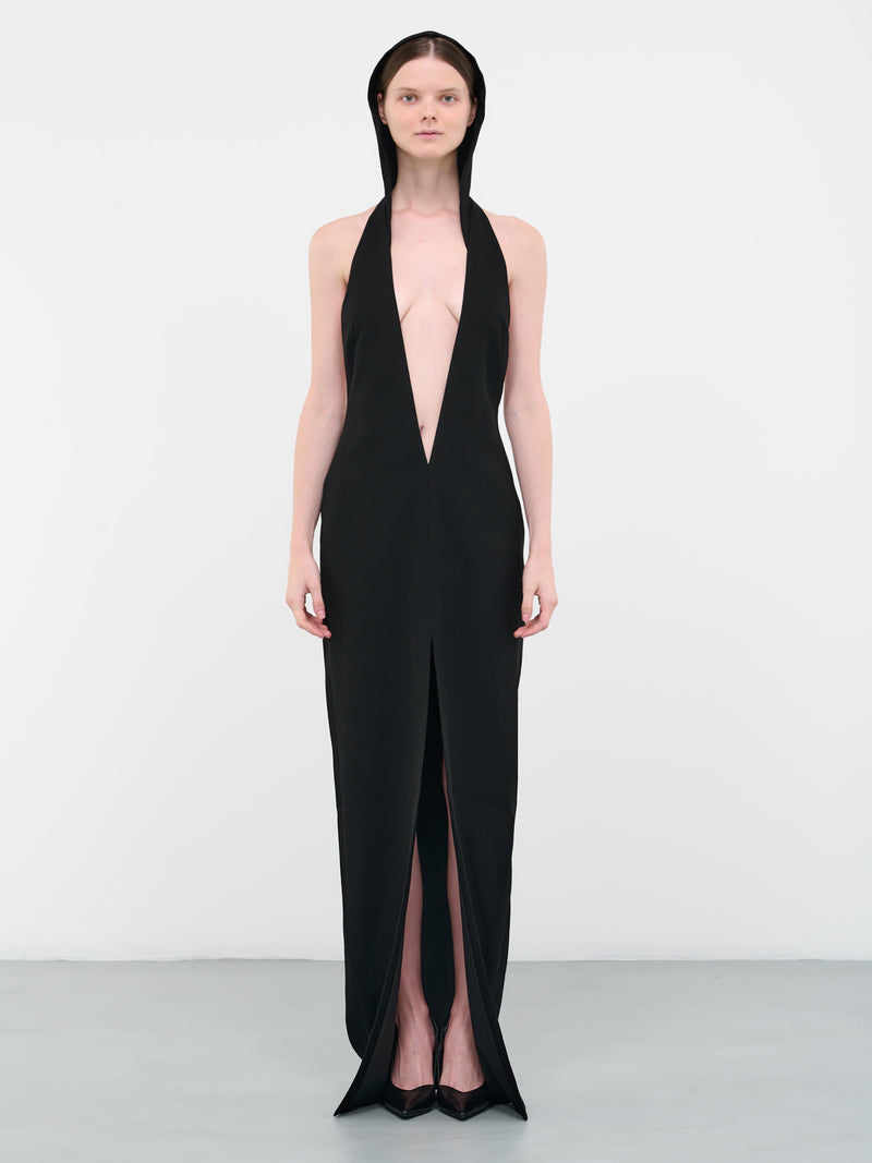 Hooded Maxi Dress (805-BLACK)
