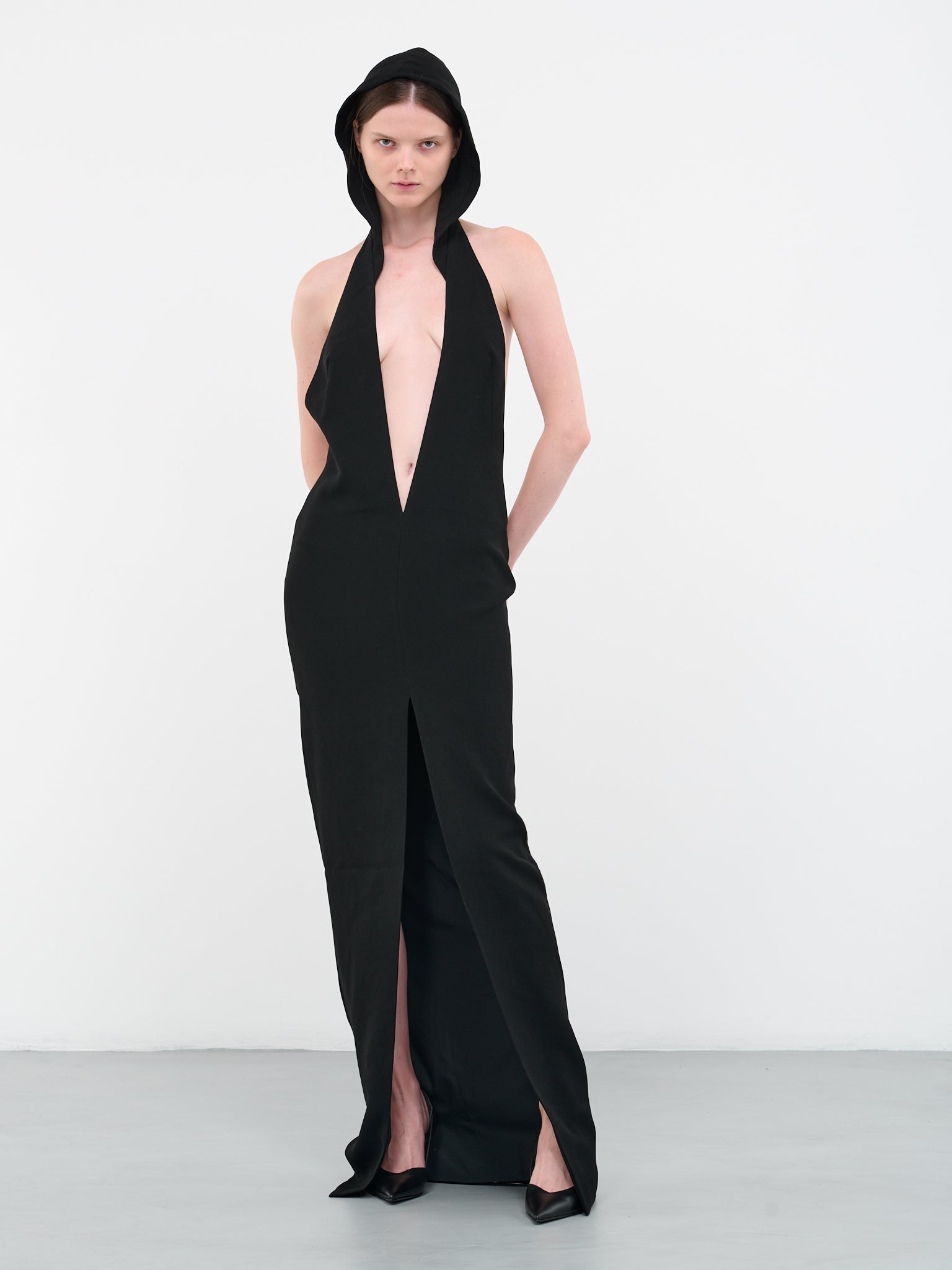 Hooded Maxi Dress (805-BLACK) Hooded Maxi Dress (805-BLACK)