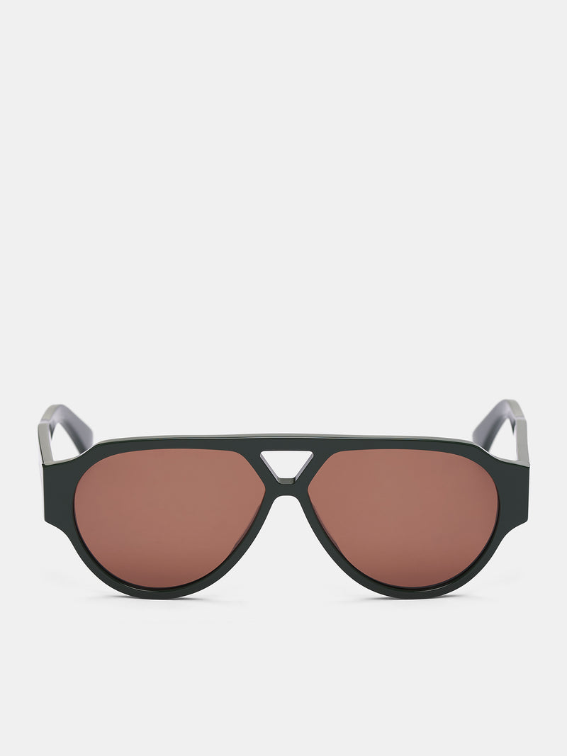 Soft Aviator Sunglasses (810164V2Q30-3309-GREEN-BROWN)