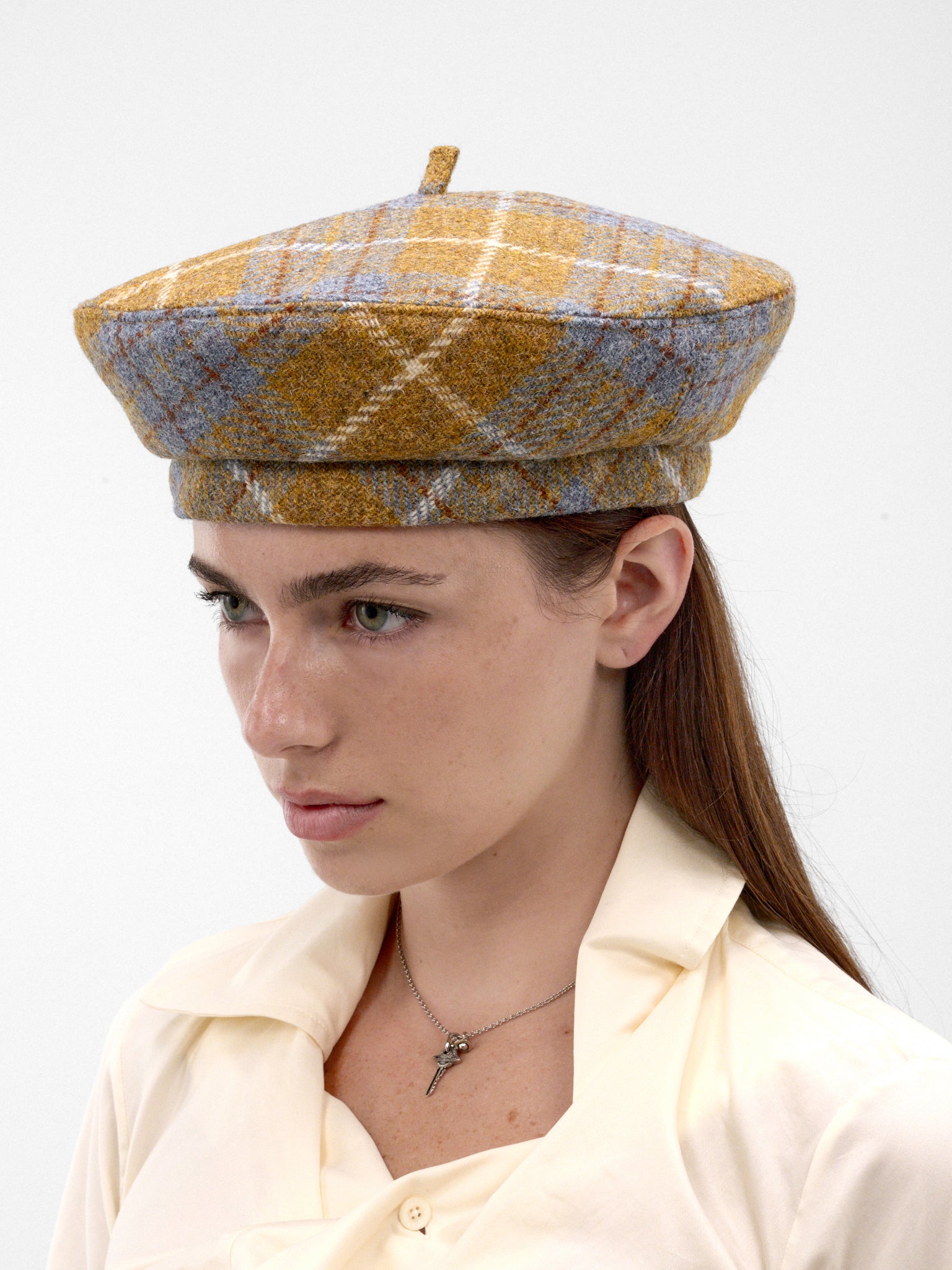 Plaid Tweed Beret (8102002I-W01N9-BERET-MULTI)