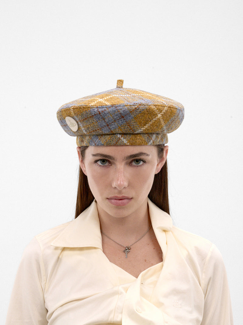 Plaid Tweed Beret (8102002I-W01N9-BERET-MULTI)