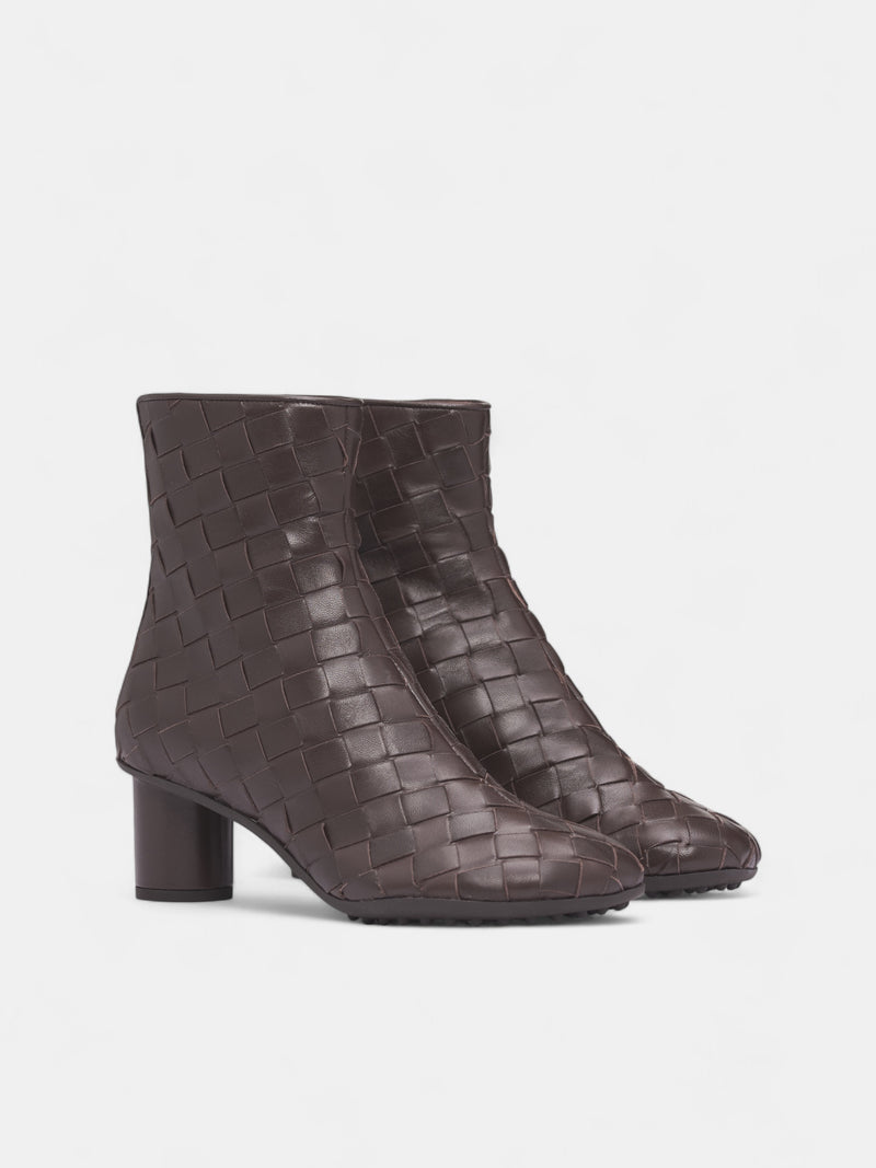Brown Intrecciato Leather Boots (811017V2ED0-2113-FONDANT)