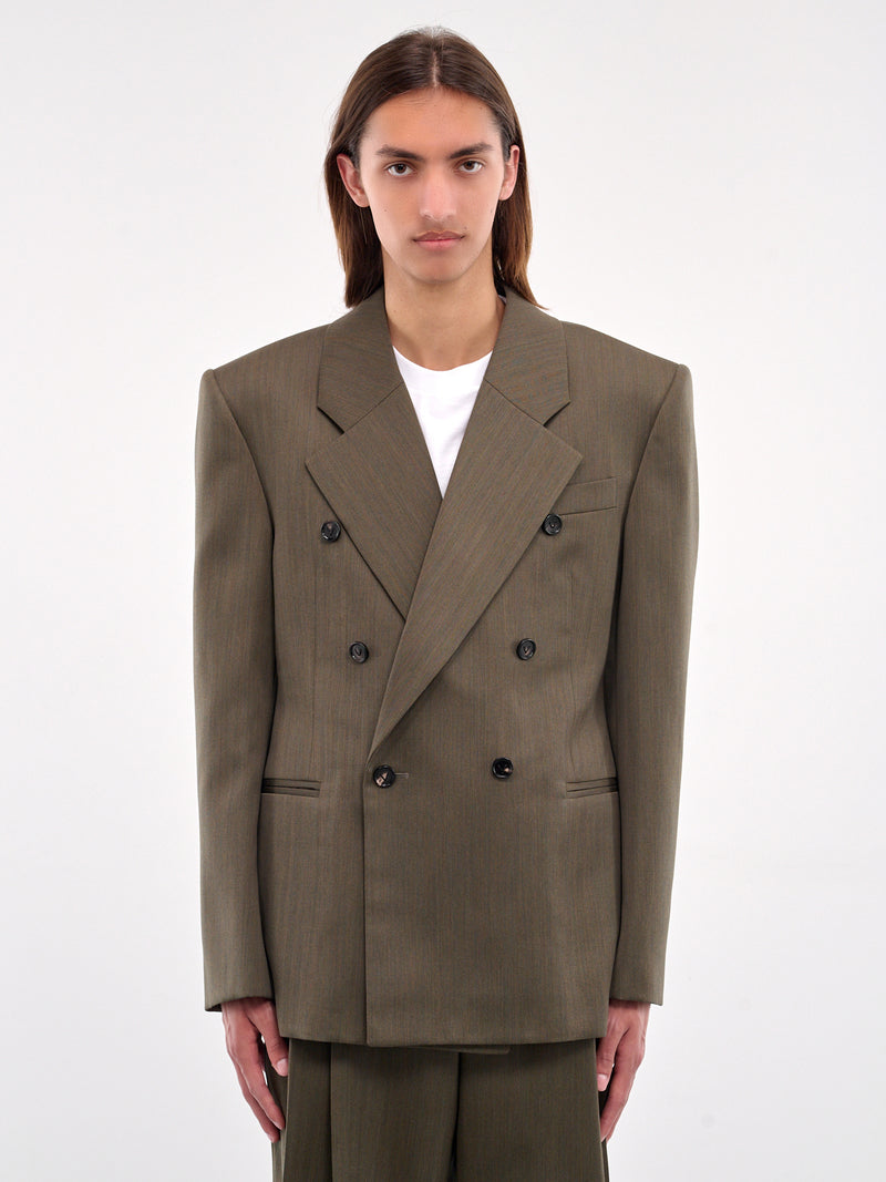 Wool Subtle Chevron Jacket (820057V5C40-3541-GRASS-OLIVE-G)