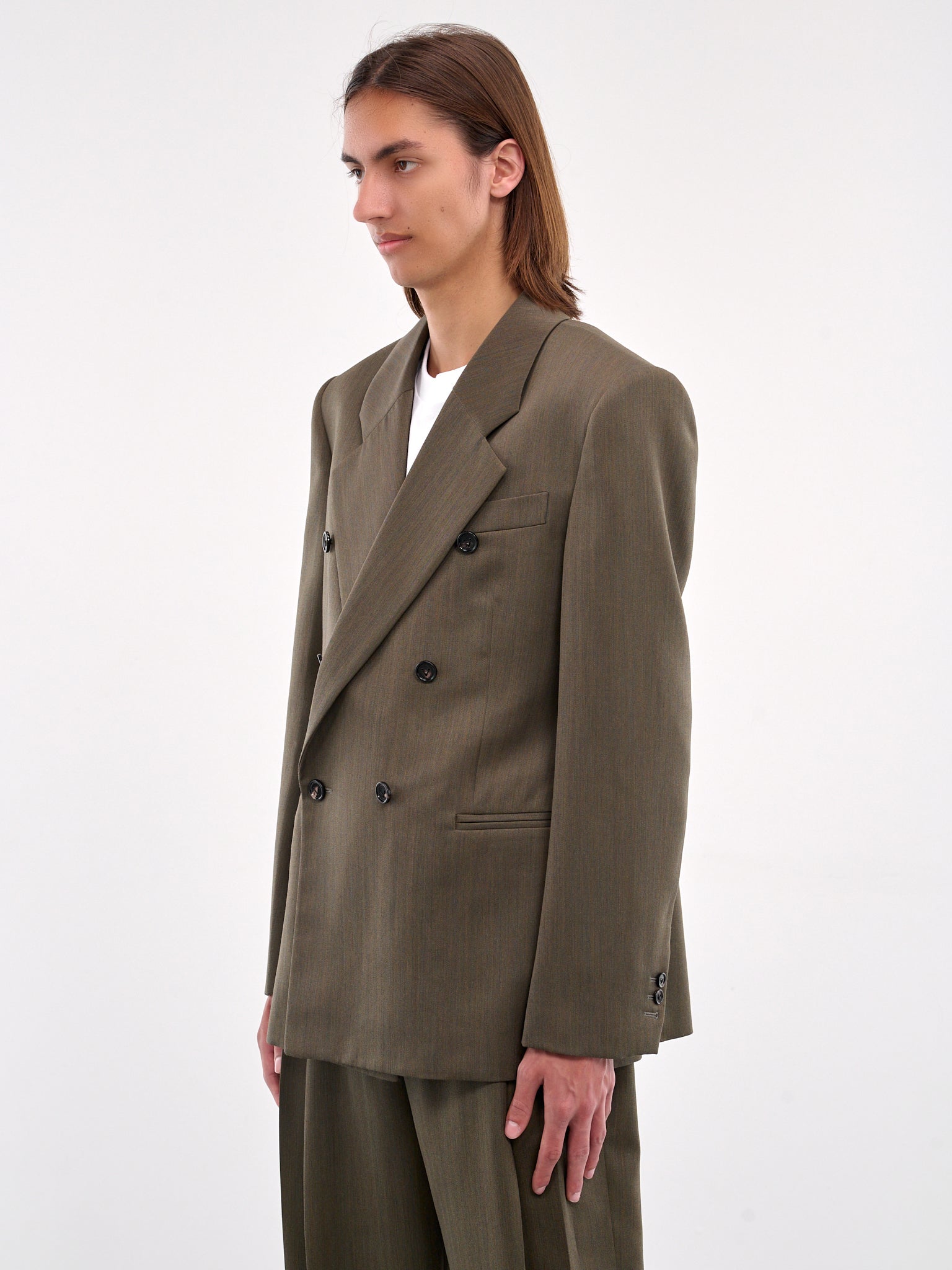 Wool Subtle Chevron Jacket (820057V5C40-3541-GRASS-OLIVE-G)