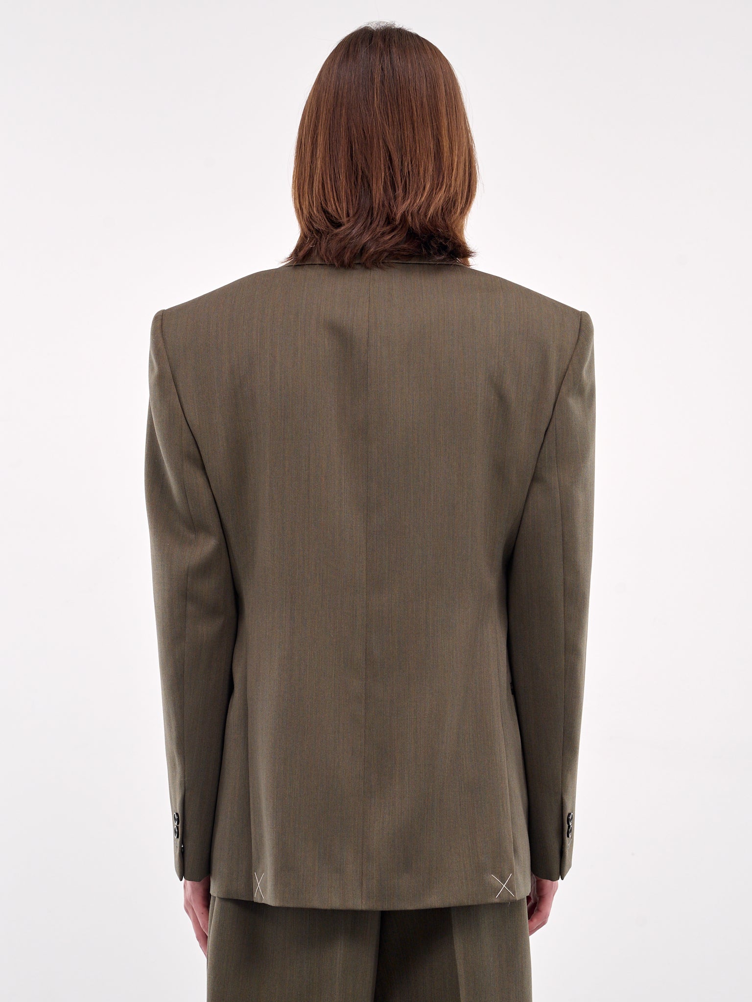 Wool Subtle Chevron Jacket (820057V5C40-3541-GRASS-OLIVE-G)