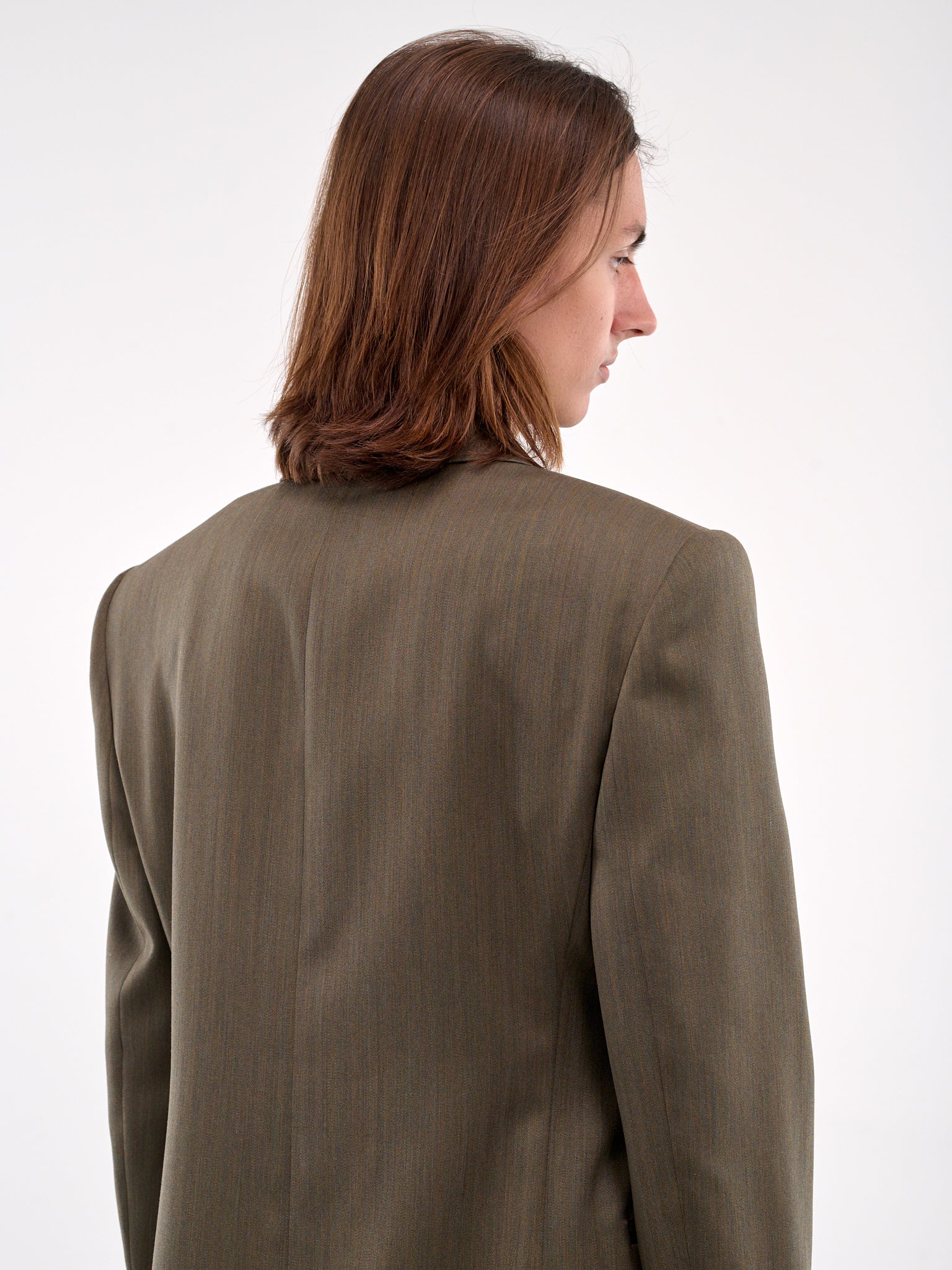 Wool Subtle Chevron Jacket (820057V5C40-3541-GRASS-OLIVE-G)